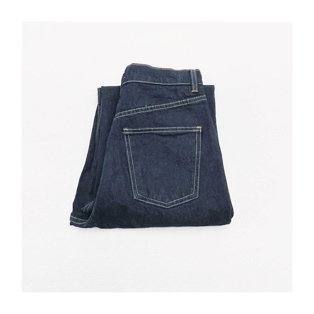Zara High Rise Wide Leg Dark Wash Denim Jeans Raw Hem SZ6 NWT